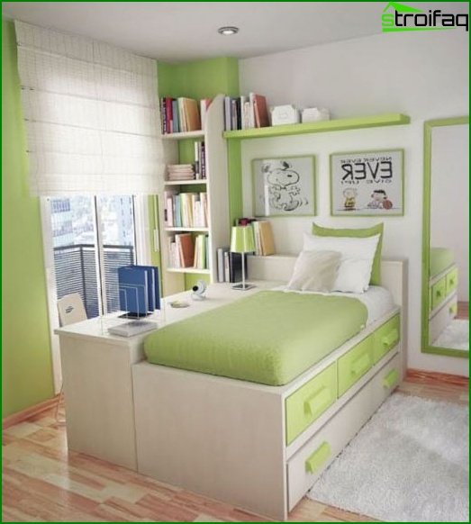 Soveværelse i grønne nuancer