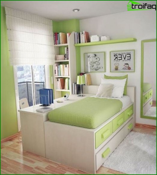 Bedroom in shades of green