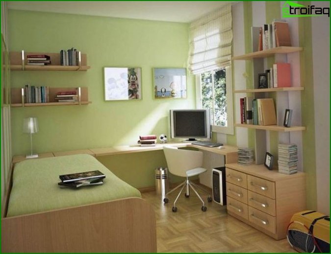 Bedroom in shades of green - photo