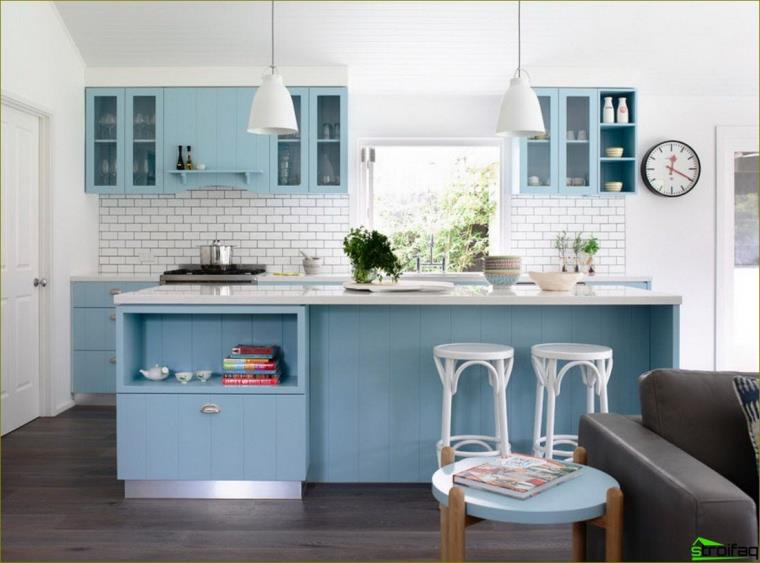 blå køkkenfoto