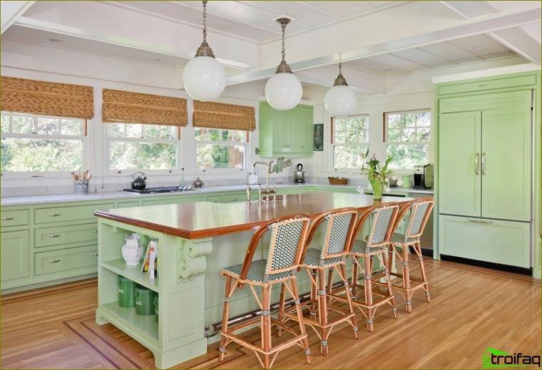 Mint color in the kitchen